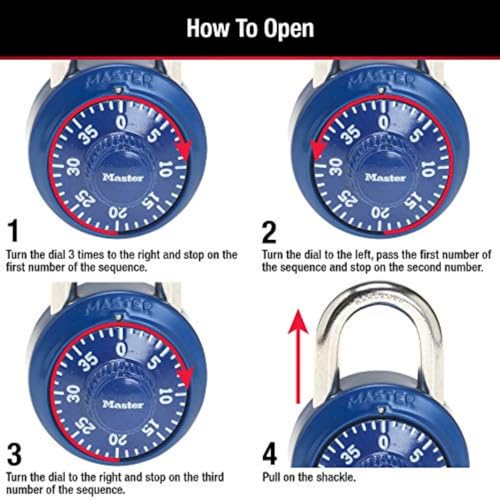 Master Lock 1530DCM Combination Padlock for Gym & School Lockers - Variety Color