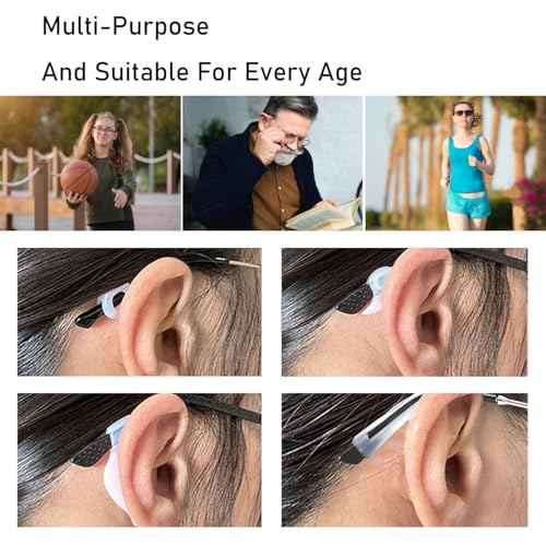 Eyeglasses Ear Grippers Set, 16 Pairs Anti Slip Eyeglasses Grip for Behind the Ear, Comfortable Silicone Eyeglass Holder for Sunglasses Presbyopia Glasses Sports Glasses