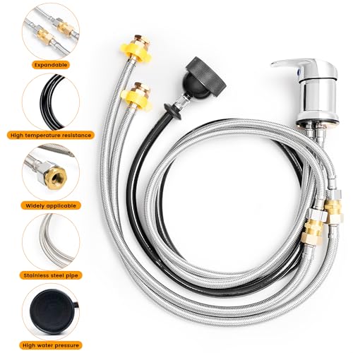 RARELEMON Salon Shampoo Sink Faucet & Sprayer Kit with Extra Hoses & Connectors - Professional Beauty Salon Equipment