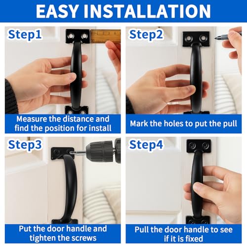 TamBee 2 Pack 6-1/2 Inch Black Metal Door Handles for Cabinets & Furniture