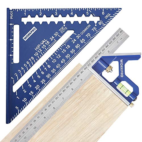 WORKPRO Aluminum Alloy Carpenter Square and Zinc-Alloy Ruler Set