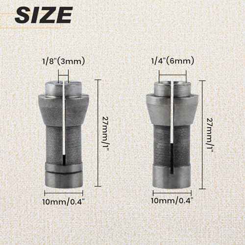 4 Pcs Die Grinder Collet Grinding Machine Clamping Collet Adapter 1/4" and 1/8" Arbors Shank, 2 Pack 3mm and 2 Pack 6mm Grinding Machine Clamp Engraving Chuck Die Grinder Tool