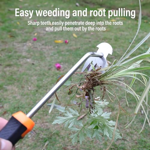 SIXCAR Garden Weeder Tool - Portable Stainless Steel Hand Uprooting Tool for Weeding & Planting
