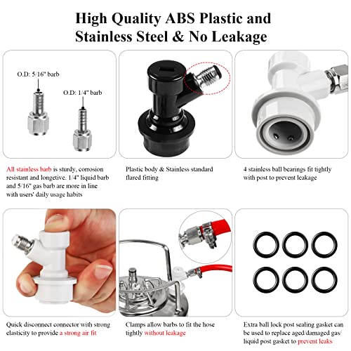 Ball Lock Keg Post Quick Disconnect Set for Corny Keg - Stainless