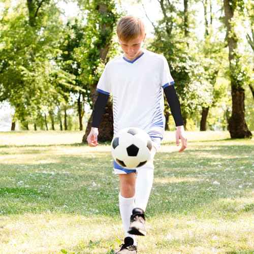 2 Pairs Kids Arm Sleeves - Breathable Elastic Compression Sleeves for Football, Basketball, Volleyball, Baseball - Youth Boys & Girls, Black