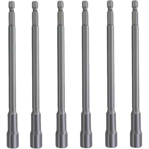 YXQ 8mm Impact Nut Driver Set 6 Inch Long Magnetic Nut Setter Driver Bits 1/4" Hex Shank to 5/16" Hex Socket Drill Bit Extension for Impact Drivers and Drills, 6-Piece