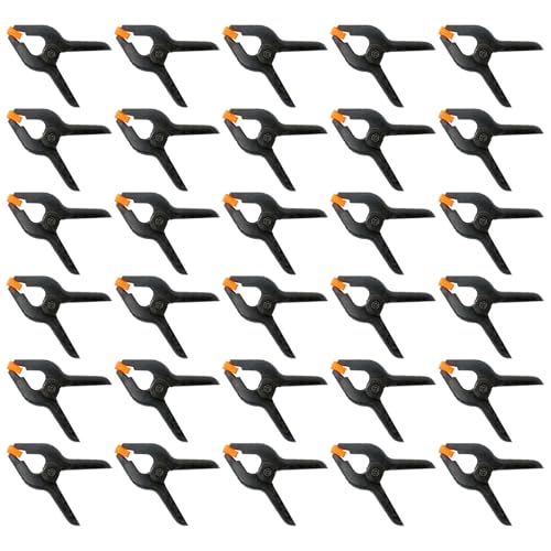30 Pcs 3.5 Inch Plastic Spring Clamps, Black Heavy Duty Clips, Small Spring Clamps for Backdrop Stand, Crafts, Photography, Woodworking, Home Projects, Banner, Balloon Arch, Clamp with Flexible Pads