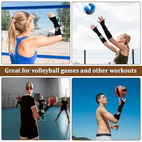 1 Pair Arm Sleeves Volleyball, Passing Hitting Forearm Sleeves with Protection Arm Pads and Thumb Hole