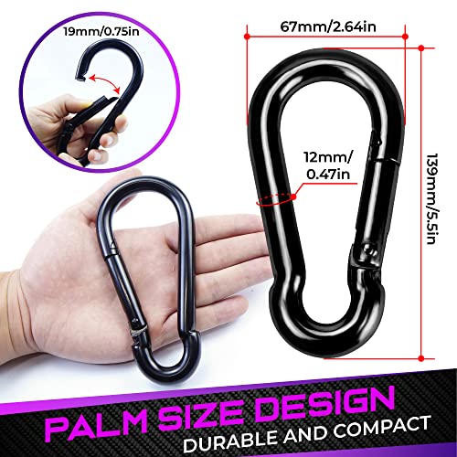 PAMAZY 2200LB Heavy-Duty Spring Snap Hook Carabiner Clips 5.5 Inch 2 Pack
