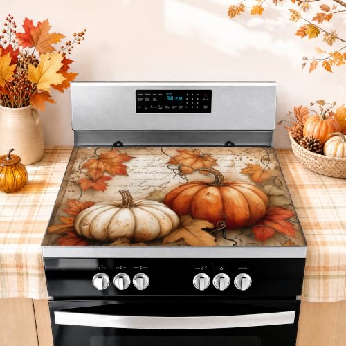 Fall Stove Cover 20x28in Silicone Protector Mat with Pumpkin Design – 3-in-1 Heat-Resistant, Non-Slip, Easy-Clean