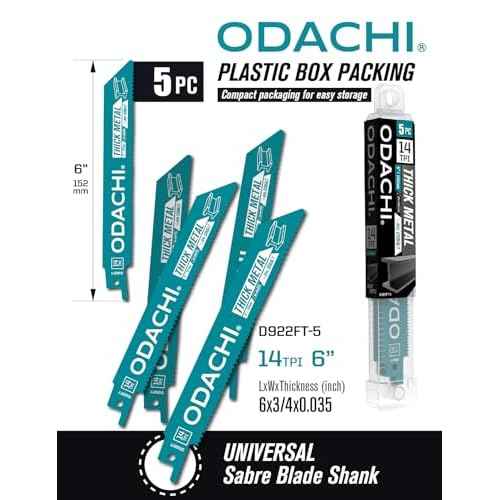 ODACHI Reciprocating Saw Blade Bi-Metal Cobalt Sabre Saw Blades for Heavy Metal Cutting 6-Inch 14TPI 5-Pack