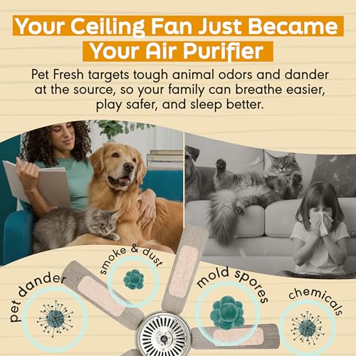 Barnakl Pet Odor & Dander Ceiling Fan Filters 5 Pack - Natural Zeolite Air Purifiers for Pet-Friendly Homes