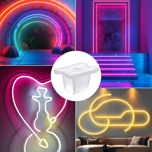 Sliverdew 30 pcs Waterproof LED Strip Mounting Clips for 5-6mm Neon Light, Translucent