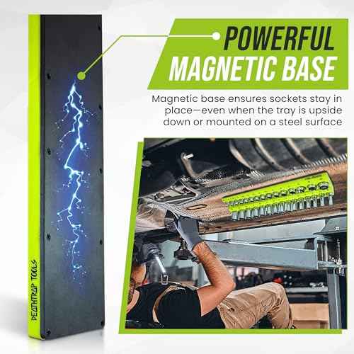 Magnetic Socket Organizer - Metric Sizing - Pack of 3 - Socket Organizers for Tool Box Drawer - 1/4, 3/8, & 1/2 Drive Socket Holders - Socket Set Organizer - Socket Tray - Tool Box Socket Organizer