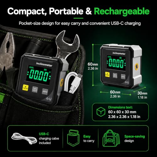 AKELOR M 4-Sided Magnetic Digital Laser Angle Finder Inclinometer