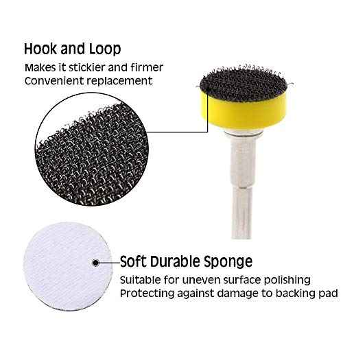 SPEEDWOX Hook and Loop Sanding Discs Pad Kit 3 Packs 1 Inches with Shank Drill Attachment Backing Pads and Soft Foam Layer Buffing Pad