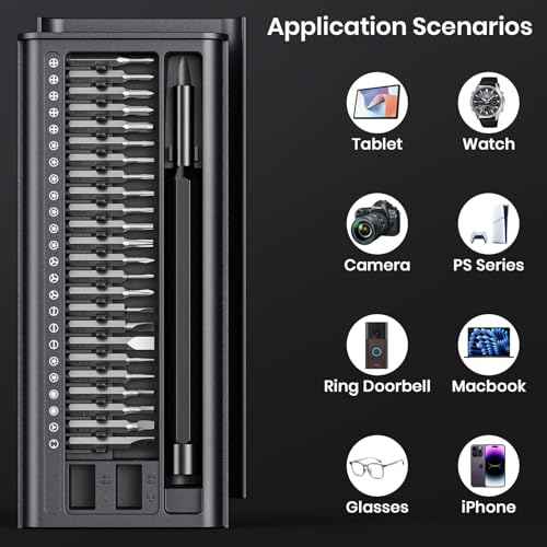 38-in-1 Precision Screwdriver Set,Mini Professional Magnetic Pads Tiny Repair Tool Kit for Macbook,Computer,Laptop,iPhone, PS4,PS5,Xbox, Switch,Eyeglasses,Watch,Ring Doorbell,Electronic,Gifts for Men