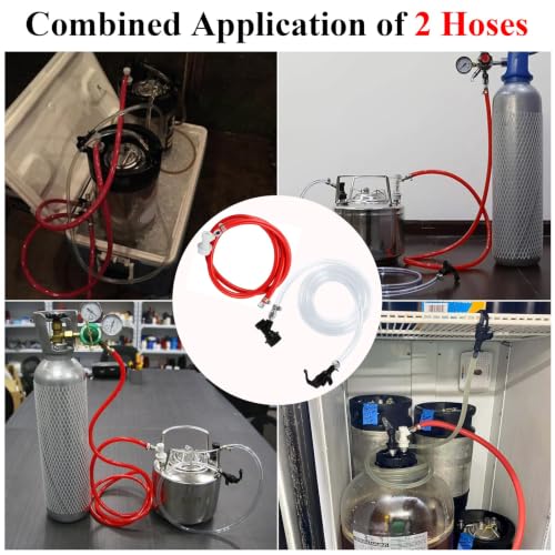 Wellbom 3ft Beer Line & 5ft CO2 Gas Line Kit with Ball Lock Keg Connectors