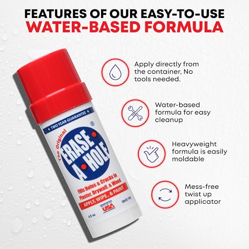 Erase-A-Hole Wall Repair Stick Variation 1 - Fast-Drying Nail & Screw Hole Filler, 4.5 oz
