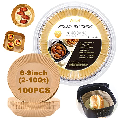 Ailun 100pcs 8-Inch Air Fryer Liners for 5-8 Qt Brown Round-100pcs