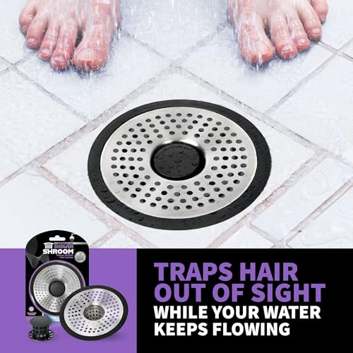 ShowerShroom Stainless Steel Shower Drain Hair Catcher - Inside Fit, No Size, USA Made