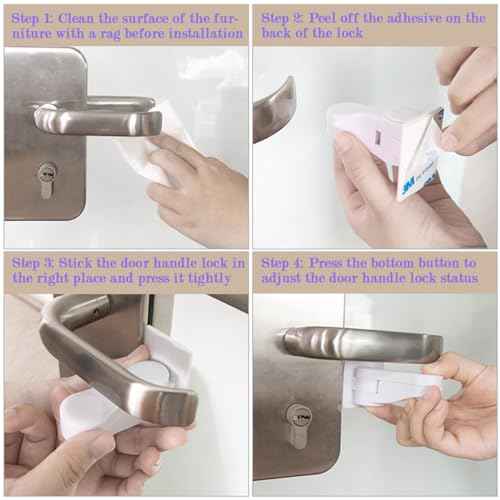 Child Proof Door Lever Locks (6 Pack) Baby Proofing Door Handle Locks with Adhesives, No Drilling Child Safety Door Locks for Protecting Kids and Toddler