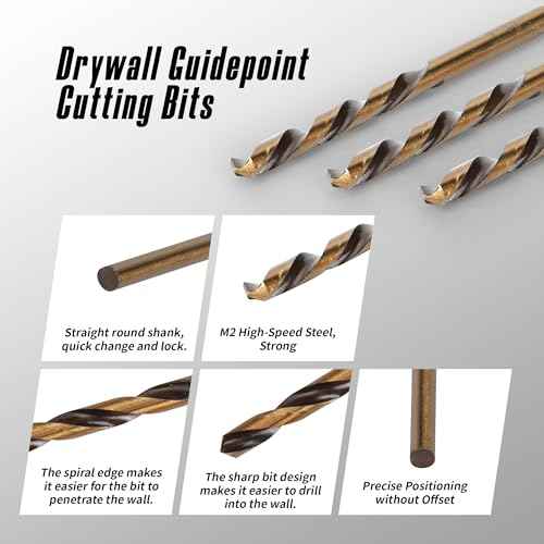 Drywall Cut Out Bit 5/32 | 1/8 inch, HSS M2 high-Speed Steel Drywall Guidepoint Cutting Bits, Drywall Tools Used with Spiral Saw (10, 1/8 inch)