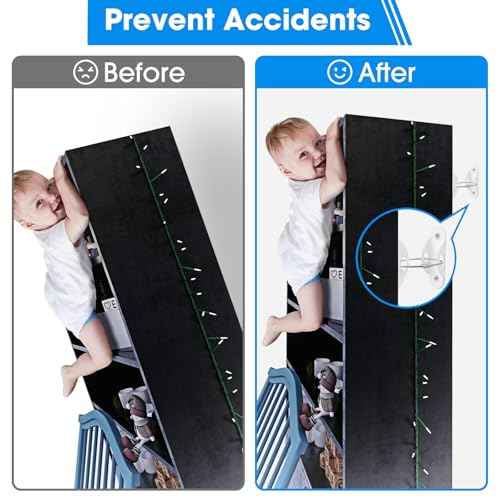 Guirnd 10 Pack Furniture Anchors, Anti Tip Furniture Anchors for Baby Proofing, Metal Earthquake Straps Furniture Straps Wall Anchor for Dresser and Bookcase (White)