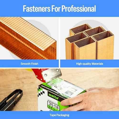 meite Carton Closing Staples 16 Gauge 1-3/8" Wide Crown 3/4" Leg Copper-Coated Carton Staples for Pneumatic or Manual Box Stapler Gun - Cardboard Closer Packaging (1,600PCS)