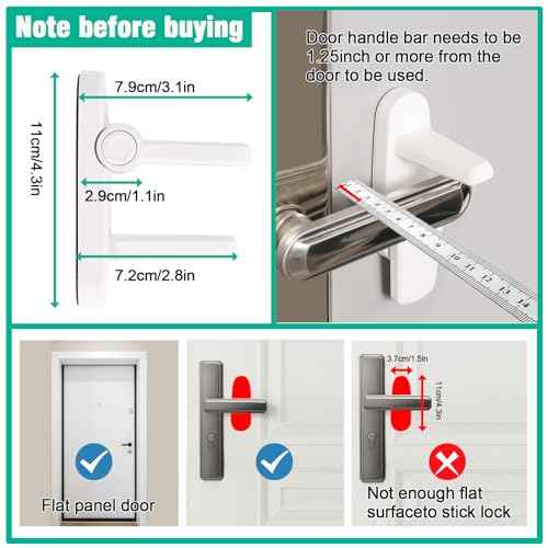 Childproof Door Lever Lock(1 Pack) Door Locks Handle for Kids Safety,Preventing Babies From Opening Doors,3M Adhesive and Tool-free Installation,Durable ABS.