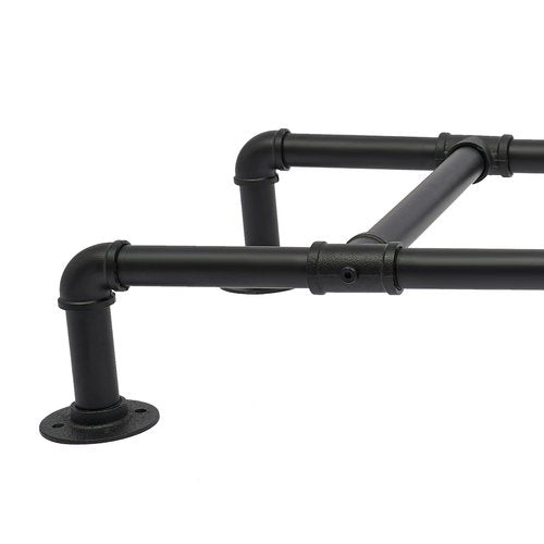 Carbon Steel Black Wall/Floor-Mounted Ladders 49.21inch 4-Step Basement Window Well Egress & Fire Emergency Escape Ladder with Bases & Pre-drilled Holes for Home Loft Loads 440.92lbs