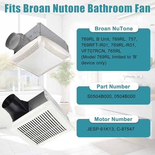 Criditpid Replacement Motor Assembly for Broan-Nutone Bathroom Exhaust Fans - Model S0504B000, 70 CFM, Quiet Operation, Includes Blower Wheel & Mounting Bracket