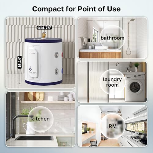ThermoMate ESB-6.0 Gallon Point of Use Electric Water Heater 1500W Compact Tank