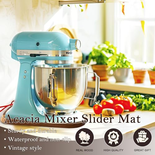 Acacia Wood Mixer Slider Mat for KitchenAid 4.5-5 Qt Tilt-Head Stand Mixer - Klxuyuo