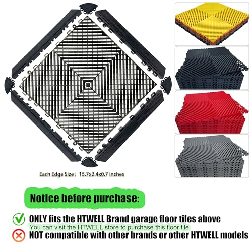 Brand HTWELL Special Accessories£ºTransition Edge Kit,Only fit HTWELL Interlocking Garage Floor Tiles, Not with Other Brands£¨12 Male_Edges,Black£©