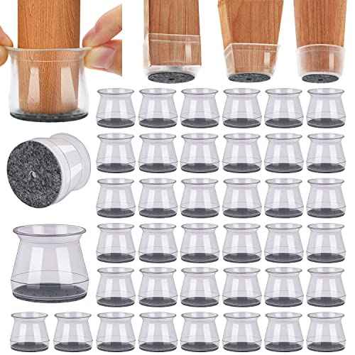 BUMACO 40Pcs Chair Leg Floor Protectors Chair Leg Protectors for Hardwood Floors Silicone Pads Covers to Protect Floors Universal L Clear Fit (1-5/16"~2")