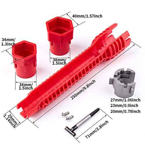 8 in 1 Faucet and Sink Wrench,Multi-Purpose Wrench Plumbing Tool Basin Spanner? for Toilet Bowl/Sink/Bathroom/Kitchen Plumbing and More Repair Hand Tools(COLOR:red)