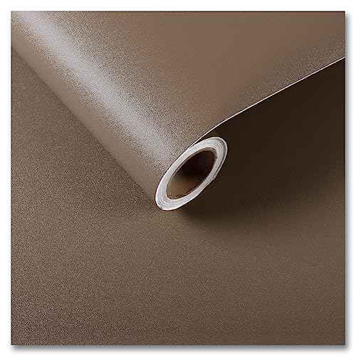CRE8TIVE Thick Tan Wallpaper for Bedroom 12"x80" Matte Brown Contact Paper Peel and Stick Waterproof Self Adhesive Solid Color Removable Wallpaper for Bathroom Cabinets Shelves