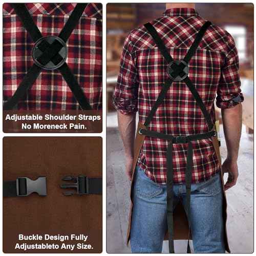 WEARXI Aprons for Men, Woodworking Apron with Tool Pockets, Canvas Work Apron for Woodworkers, Mechanics, Blacksmiths, Carpenters S-XXXL, Mens Aprons Gifts for Dad, Gifts for Men, Dad Gifts