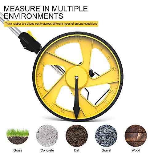 Zozen Measuring Wheel in Feet and Inches, Mechanical/Double Collapsible/One Key to Reset/Kickstand to Keep Stand/Starting Point Arrow and Cloth Carrying Bag, 0-9,999 Ft Measure Wheel.