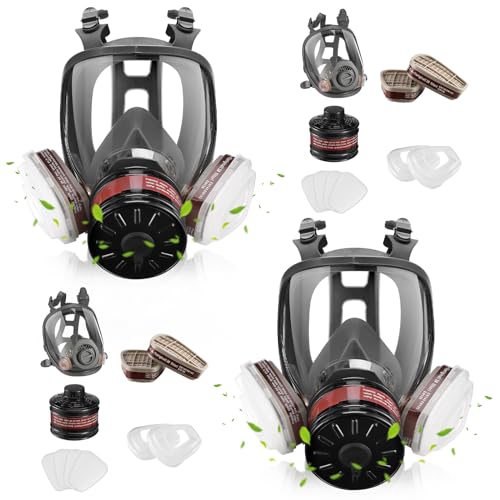 Respirator Gas Mask with Activated Carbon Filters - Full Face and Half Face Reusable Masks Against Organic Vapor