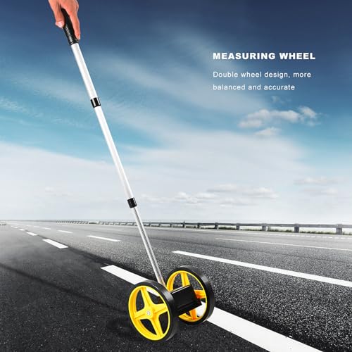 Gernie Two-Wheel Measuring Wheel Gage with Aluminum Shaft – Calibrated Distance Tool