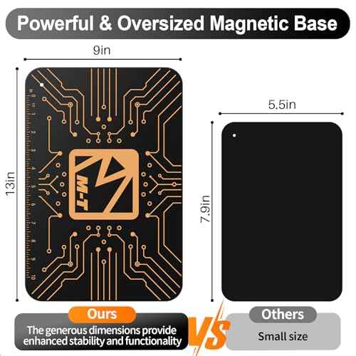 M-T Helping Hands Soldering Station, Magnetic Third Hand Tool PCB Holder with 5X Magnifying Glass 13x9 IN Non-Slip Steel Weighted Base 4 Arms for Electronic Repair Soldering Jewelry Crafts and Welding