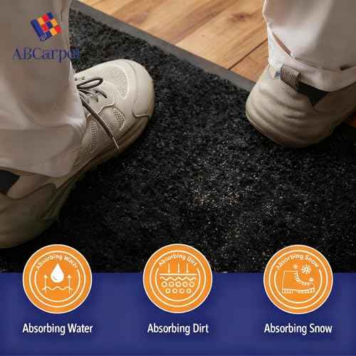 Front Door Mat, Heavy Duty Door Mat Outside Entrance for Indoor Outdoor Use, Machine Washable Low Pile Non Slip Rubber Back Entry Rug for Dogs and Indoor Entrance