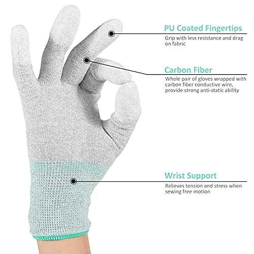 4 Pairs ESD Anti Static Gloves with High Resistance Carbon Fiber - PC Building & Repair (Medium)