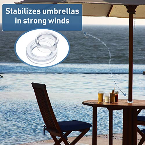 Jetec Clear Patio Umbrella Hole Ring and Cap Set - Fits 2 Inch Glass Table Hole, 1 Set