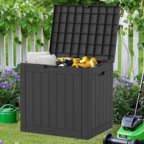 NUNU LAB 35 Gal Outdoor Waterproof Lockable Deck Box - Black, Striped