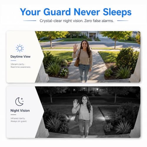 Vykanox Wireless Square Button Doorbell Camera with AI Human Detection & Night Vision