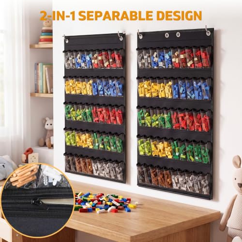 Ofiray-Home 100-Pocket Over-the-Door Parts Organizer - Black, Large