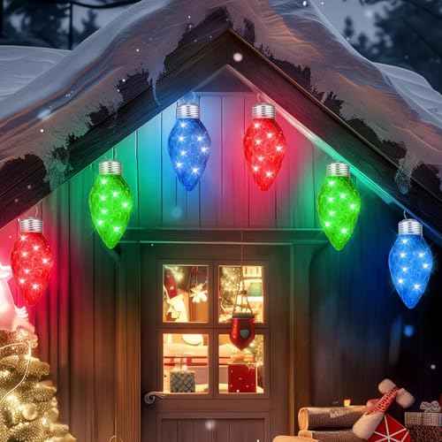 Brightown 6ct Twinkling Multicolor LED Jumbo C9 C7 Bulb Christmas Lights 18Ft with 15 LEDs in Each Strawberry Bulb, Connectable Hanging String Lights for Outdoor Porch Xmas Trees Roof Decoration